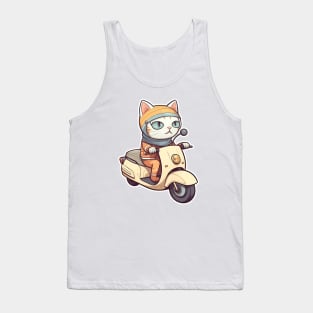 Kawaii cat riding scooter Tank Top